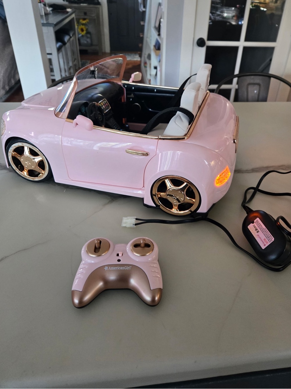 American Girl Pink and Gold Remote Control Convertible Car